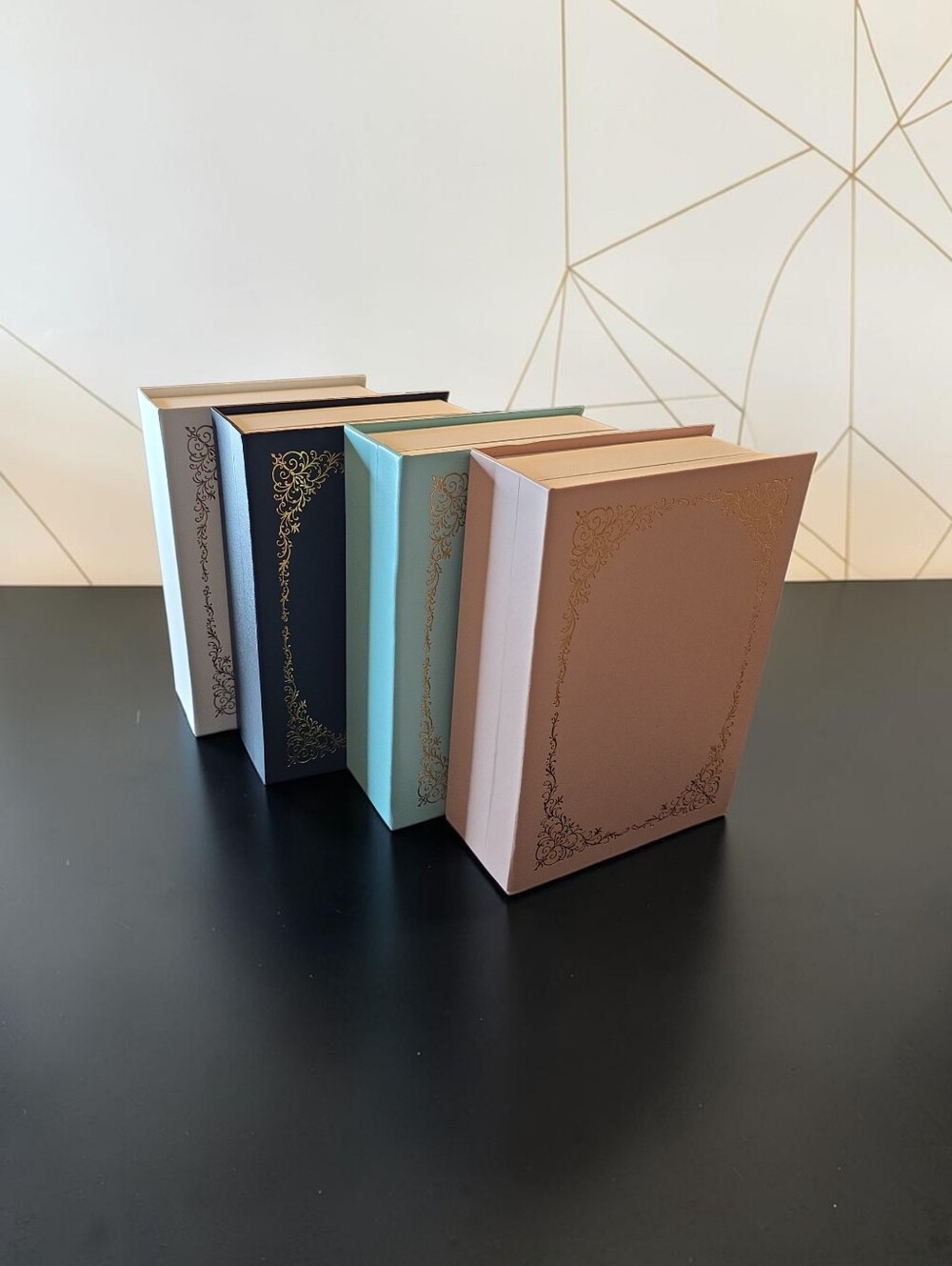 S Boutique Nwt  Decorative Faux Book  Jewelry Box - Rose, Mint, Navy, Cream